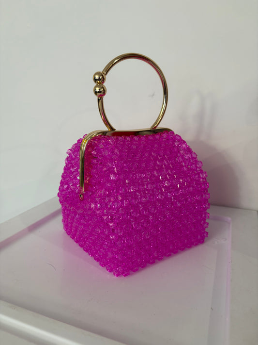 Rose Red Beaded Cube Purse