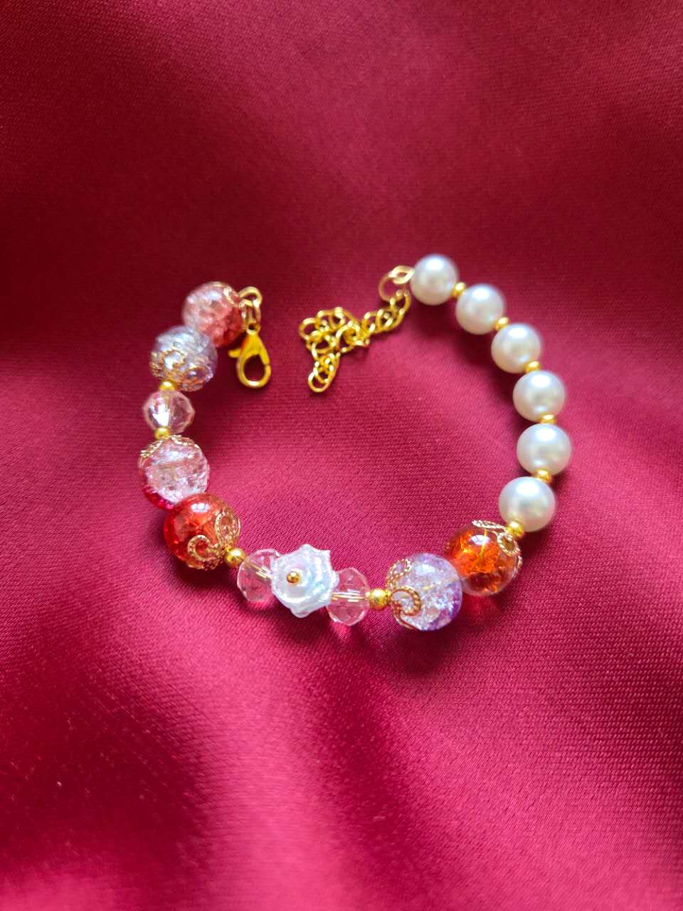 Elegant Crystal and Glossy Beaded Bracelet | Handcrafted Jewelry #0429