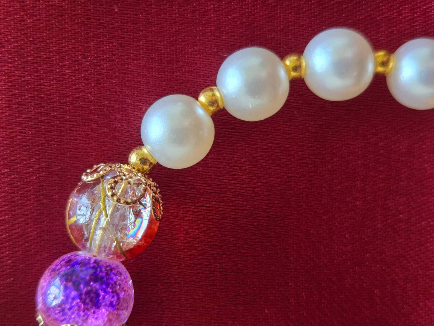 Elegant Crystal and Glossy Beaded Bracelet | Handcrafted Jewelry #0429