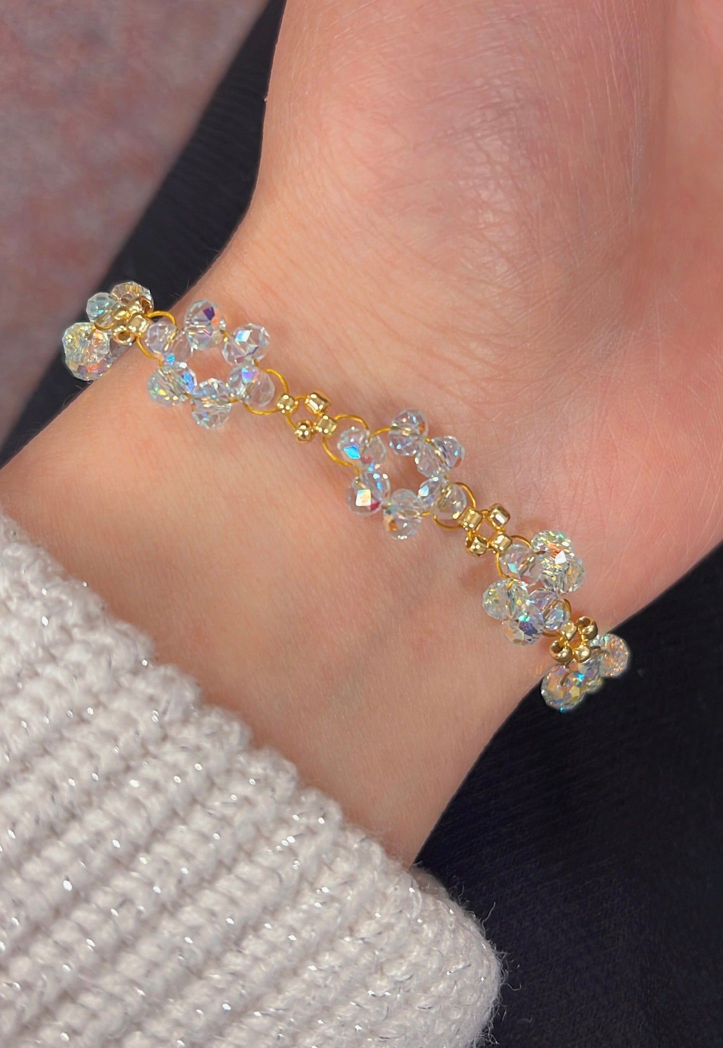 Elegant Crystal Flower Bracelet. The best gift idea! (Finished Product)