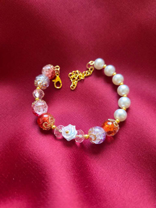 Elegant Crystal and Glossy Beaded Bracelet | Handcrafted Jewelry #0429